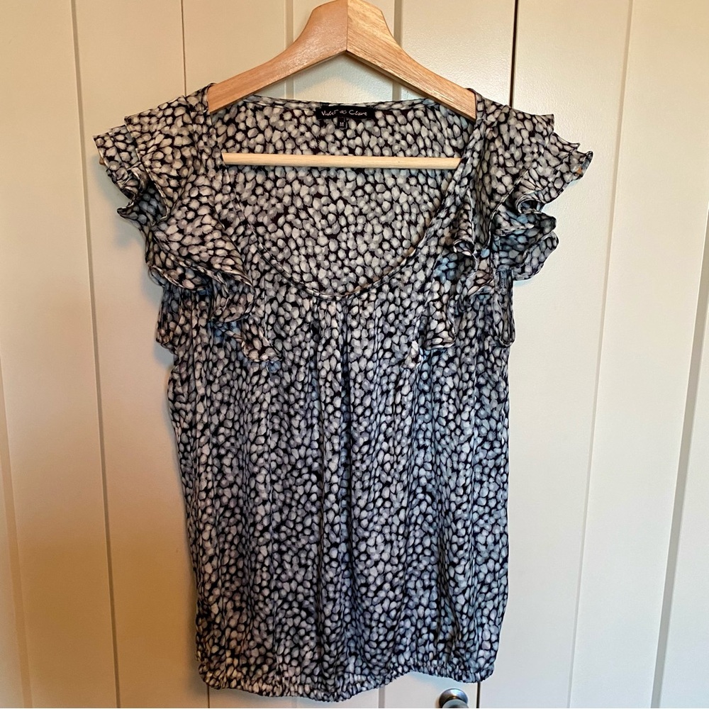 Violet & Claire Black and White Patterned Blouse